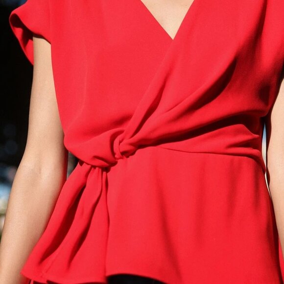 Zara Faux Wrap Knotted Crepe Top NWT (sold out in USA) - Picture 2 of 6